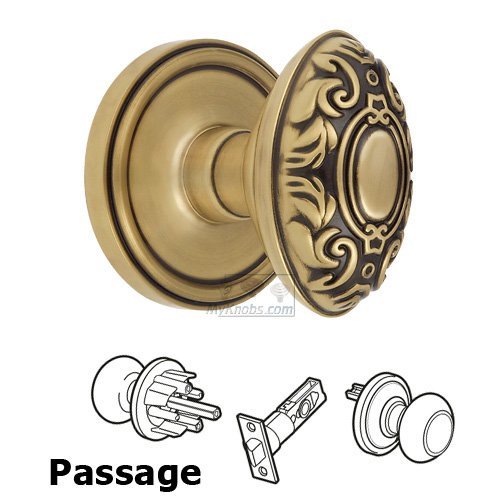 Grandeur Passage Knob - Georgetown Rosette with Grande Victorian Door Knob in Vintage Brass