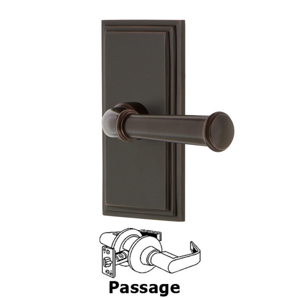 Grandeur Passage Carre Plate with Georgetown Lever in Timeless Bronze