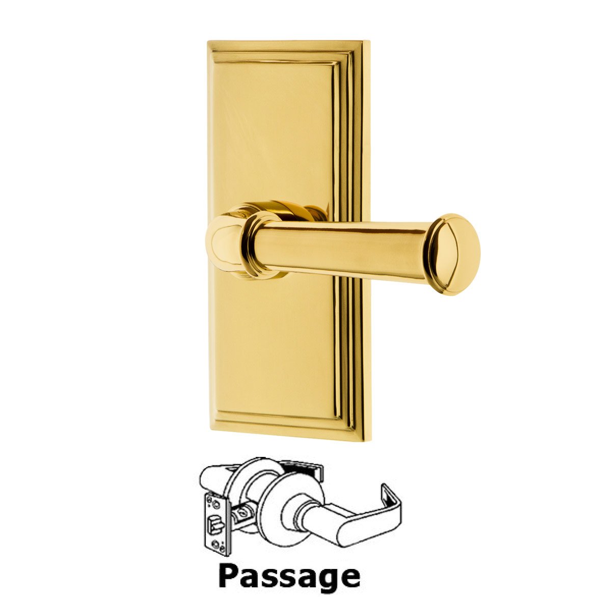 Grandeur Passage Carre Plate with Georgetown Lever in Lifetime Brass