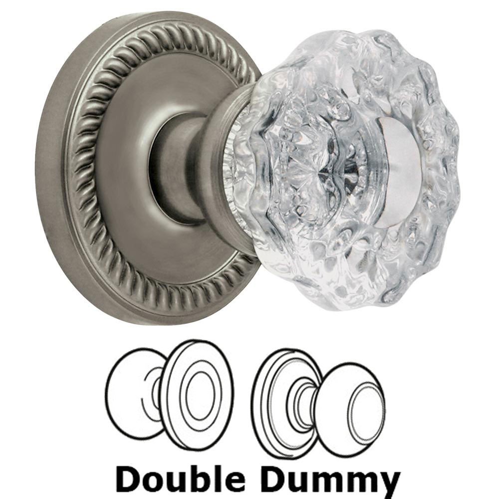 Grandeur Double Dummy Knob - Newport Rosette with Versailles Crystal Door Knob in Satin Nickel