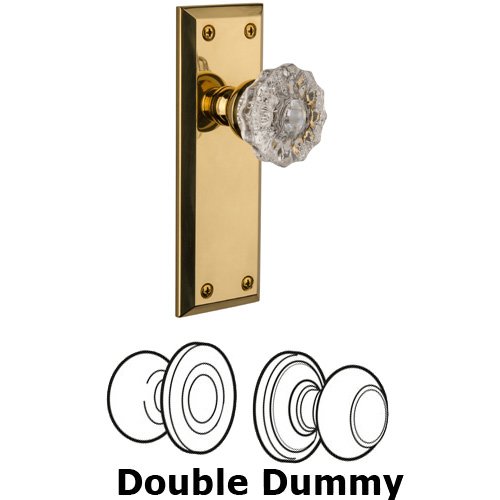 Grandeur Double Dummy Knob - Fifth Avenue Plate with Versailles Door Knob in Polished Brass