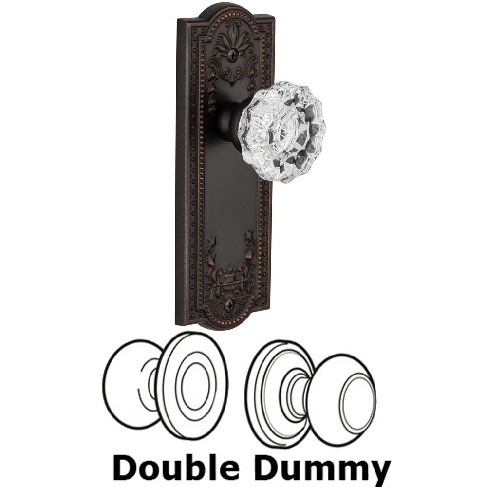 Grandeur Double Dummy Knob - Parthenon Rosette with Versailles Crystal Door Knob in Timeless Bronze