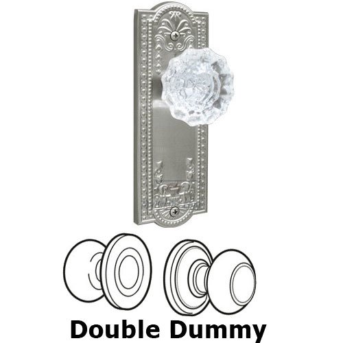 Grandeur Double Dummy Knob - Parthenon Plate with Versailles Crystal Door Knob in Satin Nickel