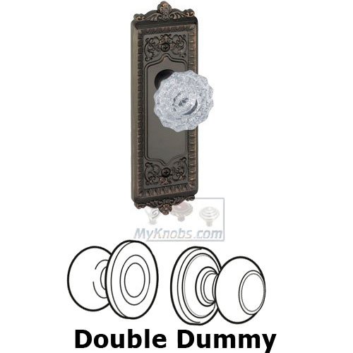 Grandeur Double Dummy Knob - Windsor Plate with Versailles Crystal Door Knob in Timeless Bronze