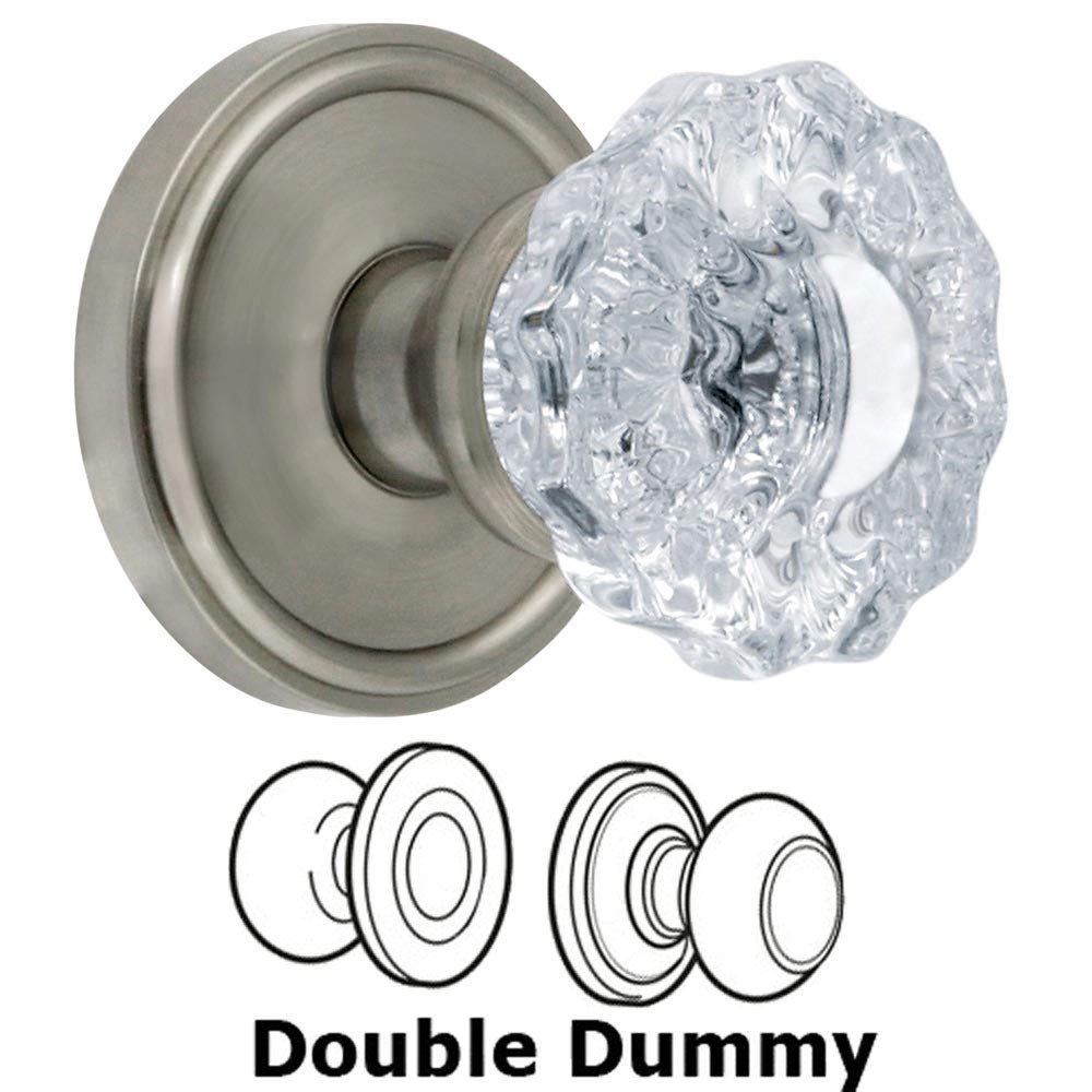 Grandeur Double Dummy Knob - Georgetown Rosette with Versailles Crystal Door Knob in Satin Nickel