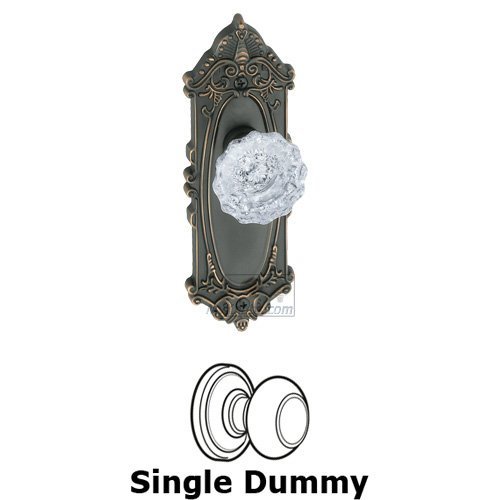 Grandeur Single Dummy Knob - Grande Victorian Plate with Versailles Crystal Door Knob in Timeless Bronze