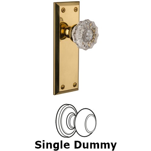 Grandeur Single Dummy Knob - Fifth Avenue Plate with Versailles Door Knob in Polished Brass
