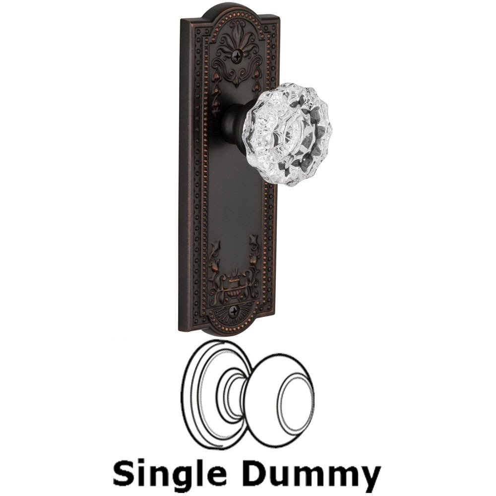 Grandeur Single Dummy Knob - Parthenon Rosette with Versailles Crystal Door Knob in Timeless Bronze