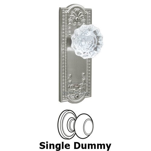 Grandeur Single Dummy Knob - Parthenon Plate with Versailles Crystal Door Knob in Satin Nickel