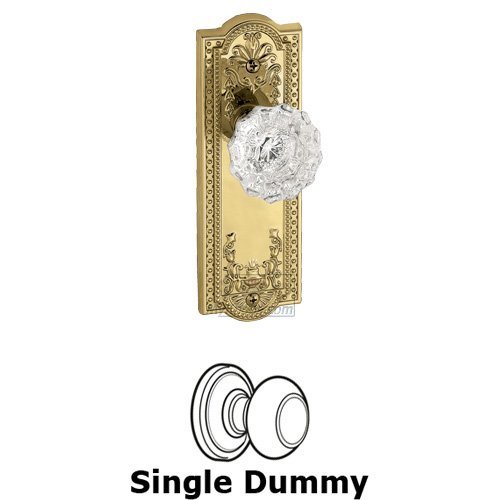 Grandeur Single Dummy Knob - Parthenon Plate with Versailles Crystal Door Knob in Polished Brass