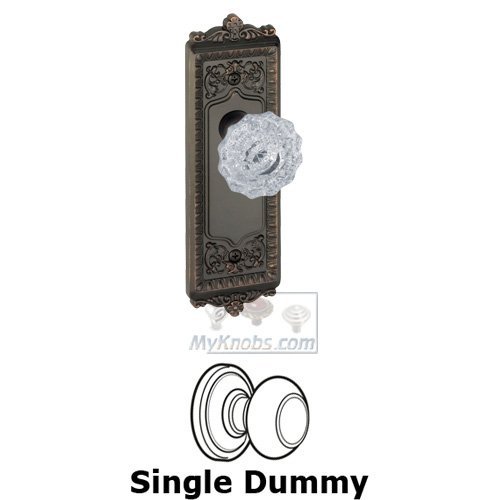 Grandeur Single Dummy Knob - Windsor Plate with Versailles Crystal Door Knob in Timeless Bronze