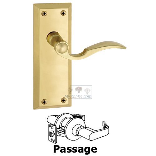 Grandeur Passage Fifth Avenue Plate with Bellagio Right Handed Lever in Lifetime Brass