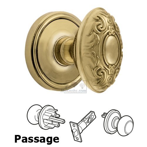 Grandeur Passage Knob - Georgetown Rosette with Grande Victorian Door Knob in Lifetime Brass