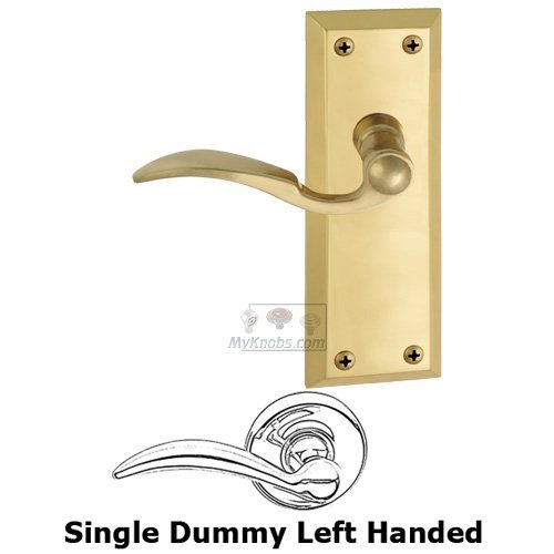 Grandeur Single Dummy Fifth Avenue Plate with Bellagio Left Handed Lever in Polished Brass