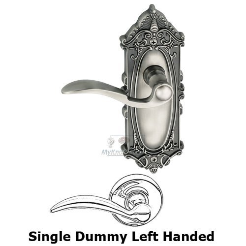 Grandeur Single Dummy Left Handed Lever - Grande Victorian Plate with Bellagio Door Lever in Antique Pewter