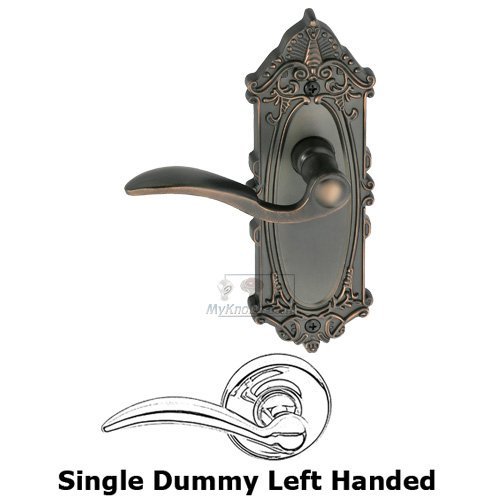 Grandeur Single Dummy Left Handed Lever - Grande Victorian Plate with Bellagio Door Lever in Timeless Bronze