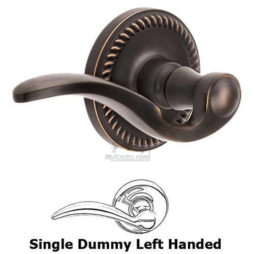 Grandeur Single Dummy Left Handed Lever - Newport Rosette with Bellagio Door Lever in Timeless Bronze