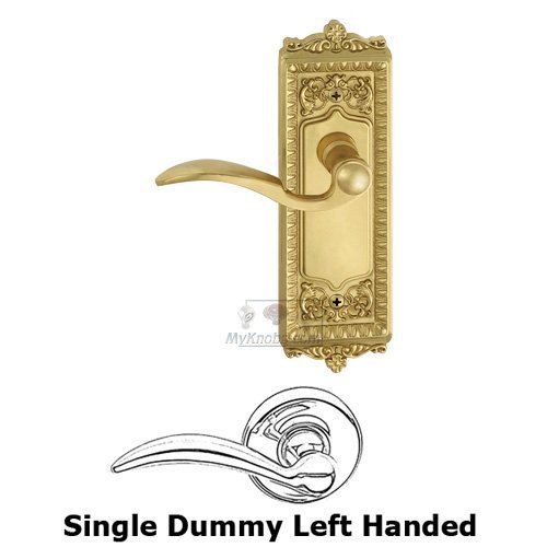 Grandeur Single Dummy Windsor Plate with Left Handed Bellagio Door Lever in Polished Brass