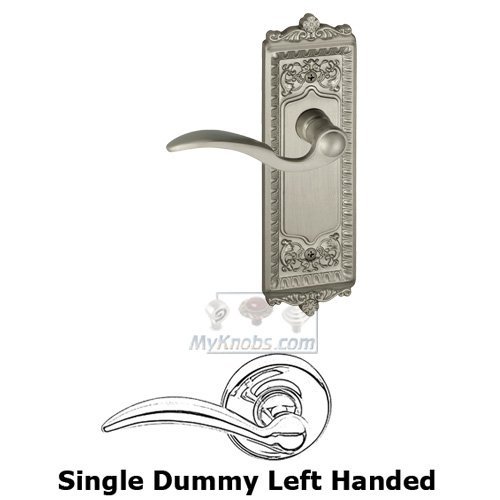 Grandeur Single Dummy Windsor Plate with Left Handed Bellagio Door Lever in Satin Nickel