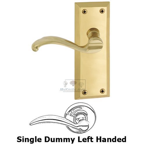 Grandeur Single Dummy Fifth Avenue Plate with Portofino Left Handed Lever in Polished Brass
