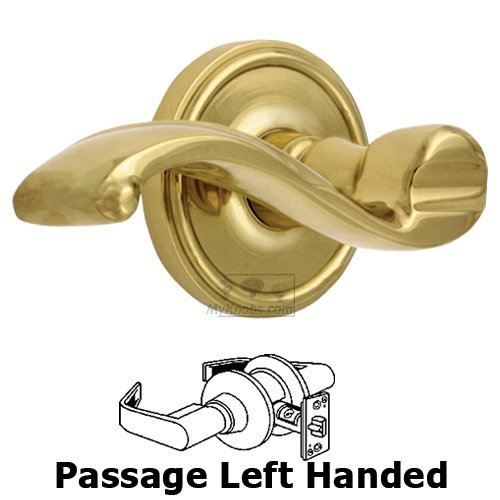 Grandeur Passage Georgetown Rosette with Portofino Left Handed Lever in Polished Brass
