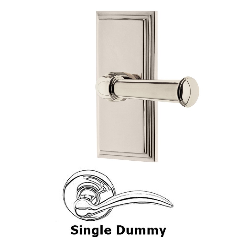 Grandeur Single Dummy Carre Plate with Georgetown Lever in Polished Nickel
