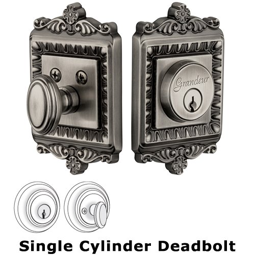 Grandeur Single Deadbolt - Windsor Deadbolt in Antique Pewter