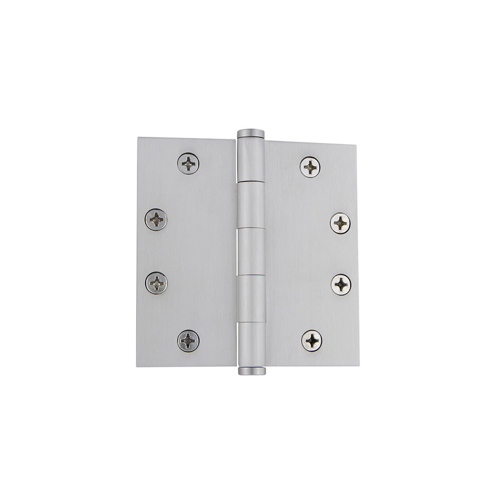 Grandeur 4 1/2" Button Tip Heavy Duty Hinge with Square Corners in Satin Nickel