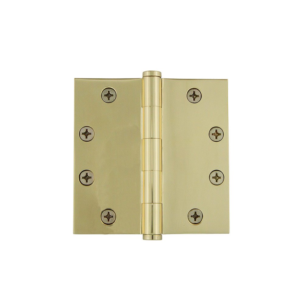 Grandeur 4 1/2" Button Tip Heavy Duty Hinge with Square Corners in Unlacquered Brass
