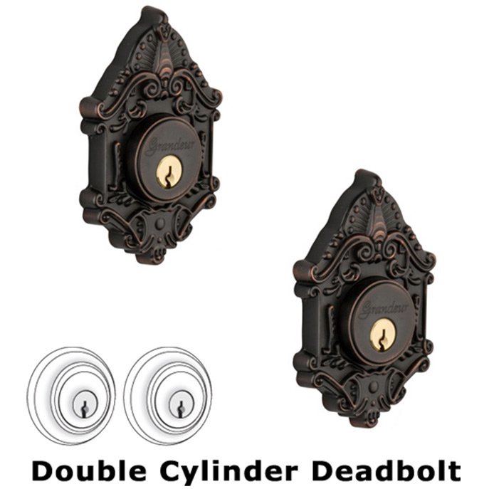 Grandeur Double Deadlock - Grande Victorian Deadbolt in Timeless Bronze