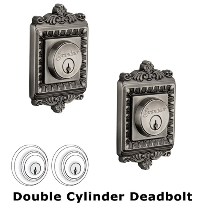 Grandeur Double Deadlock - Windsor Deadbolt in Antique Pewter