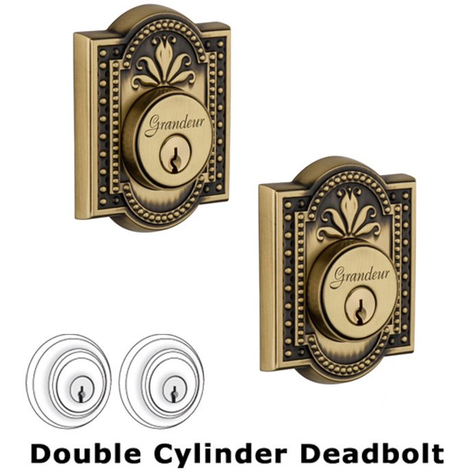 Grandeur Double Deadlock - Parthenon Deadbolt in Vintage Brass