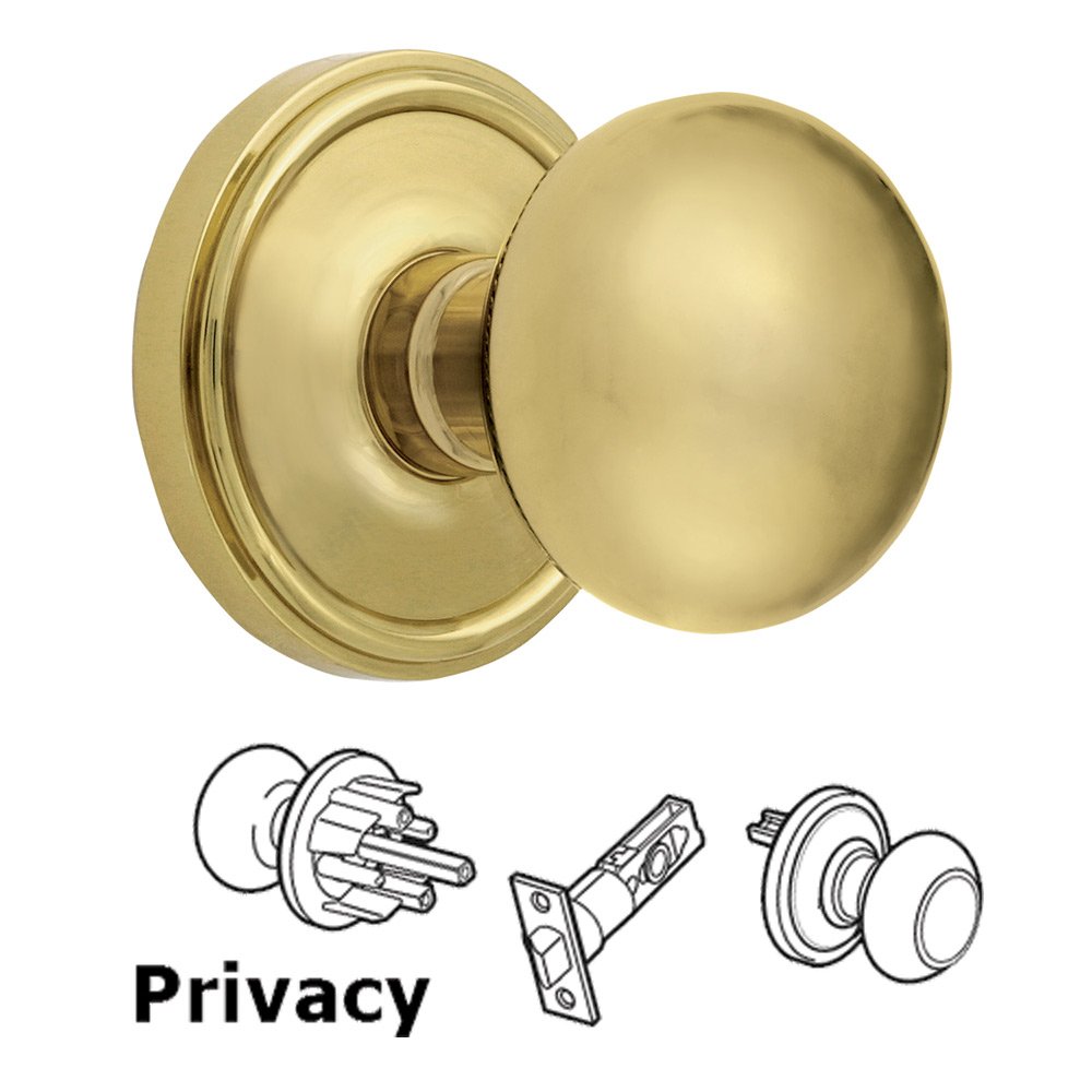 Grandeur Privacy Knob - Georgetown Rosette with Fifth Avenue Door Knob in Lifetime Brass