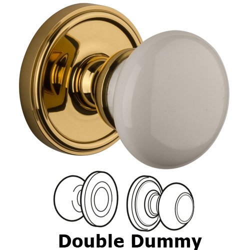 Grandeur Double Dummy Knob - Georgetown Rosette with Hyde Park Door Knob in Lifetime Brass