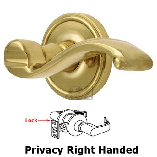 Grandeur Privacy Georgetown Rosette with Portofino Right Handed Lever in Lifetime Brass