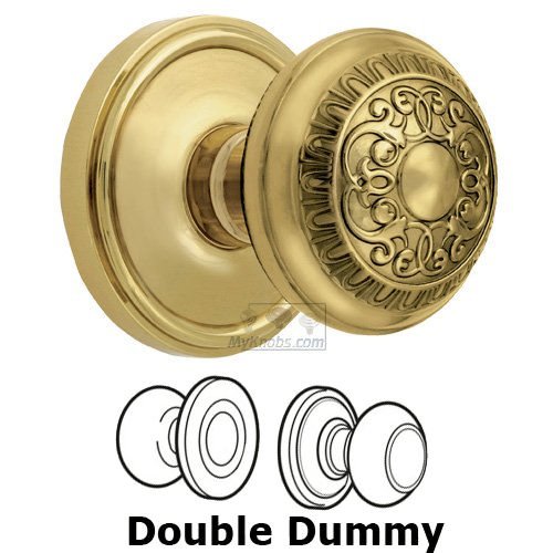 Grandeur Double Dummy Knob - Georgetown Rosette with Windsor Door Knob in Lifetime Brass
