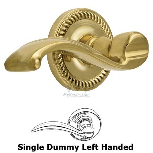 Grandeur Single Dummy Left Handed Lever - Newport Rosette with Portofino Door Lever in Lifetime Brass