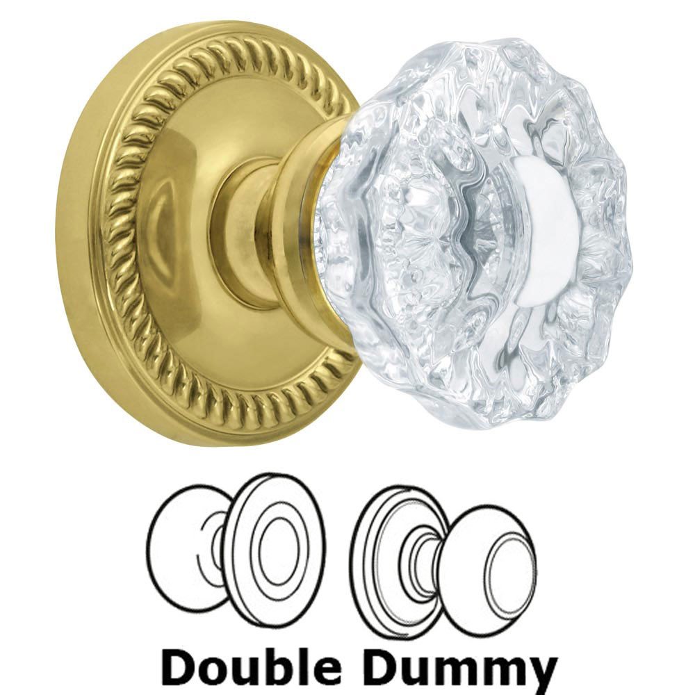 Grandeur Double Dummy Knob - Newport Rosette with Versailles Crystal Door Knob in Lifetime Brass