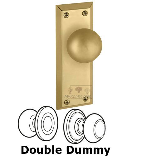 Grandeur Double Dummy Knob - Fifth Avenue Plate with Fifth Avenue Door Knob in Lifetime Brass
