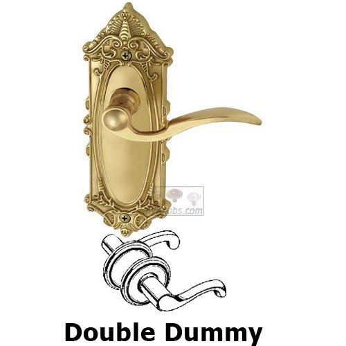 Grandeur Double Dummy Lever - Grande Victorian Plate with Bellagio Door Lever in Lifetime Brass
