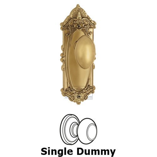 Grandeur Single Dummy Knob - Grande Victorian Plate with Eden Prairie Door Knob in Lifetime Brass