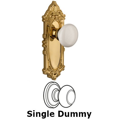 Grandeur Single Dummy Knob - Grande Victorian Plate with Hyde Park Door Knob in Lifetime Brass