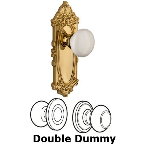 Grandeur Double Dummy Knob - Grande Victorian Plate with Hyde Park Door Knob in Lifetime Brass