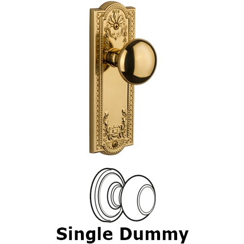 Grandeur Single Dummy Knob - Parthenon Plate with Fifth Avenue Door Knob in Lifetime Brass