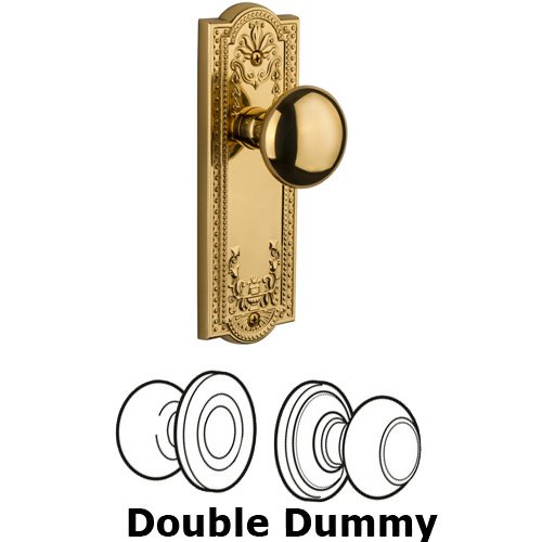 Grandeur Double Dummy Knob - Parthenon Plate with Fifth Avenue Door Knob in Lifetime Brass