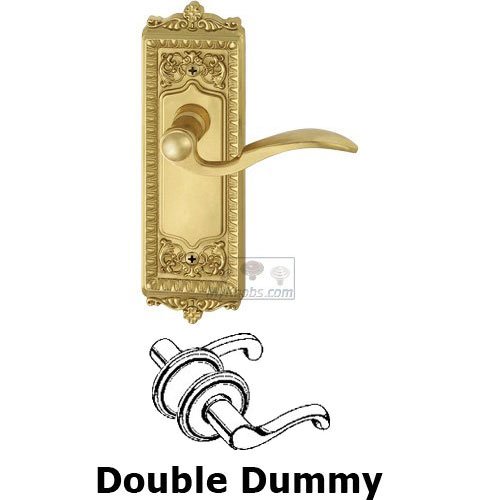 Grandeur Double Dummy Windsor Plate with Left Handed Bellagio Door Lever in Lifetime Brass