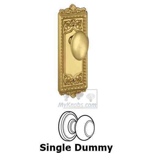 Grandeur Single Dummy Knob - Windsor Plate with Eden Prairie Door Knob in Lifetime Brass