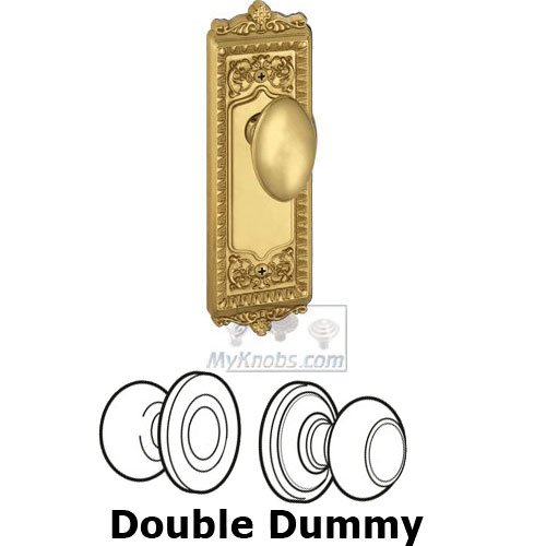 Grandeur Double Dummy Knob - Windsor Plate with Eden Prairie Door Knob in Lifetime Brass