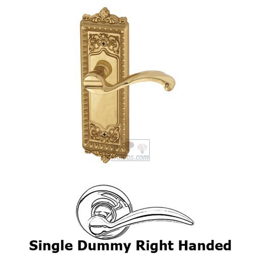 Grandeur Single Dummy Windsor Plate with Right Handed Portofino Door Lever in Lifetime Brass