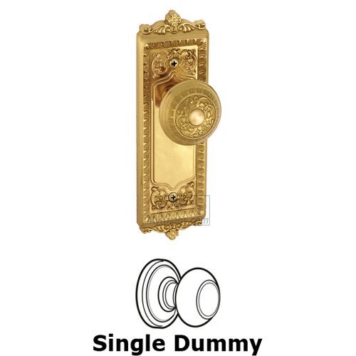 Grandeur Single Dummy Knob - Windsor Plate with Windsor Door Knob in Lifetime Brass